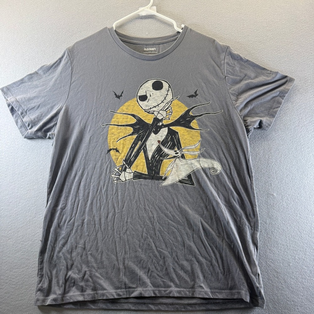 Old Navy Nightmare Before Christmas Jack Skellington Gray Graphic T-Shirt XL